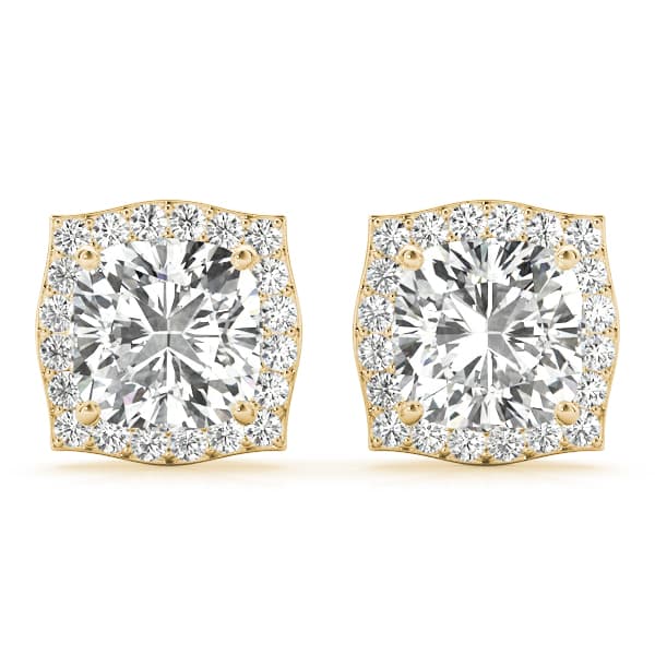 Cushion Halo Studs (1/4 ct. tw.), Front view in yellow gold