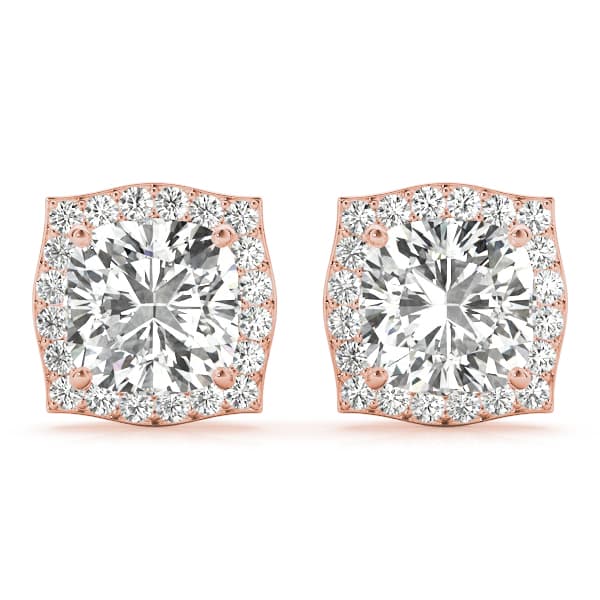 Cushion Halo Studs (1/4 ct. tw.), Front view in rose gold