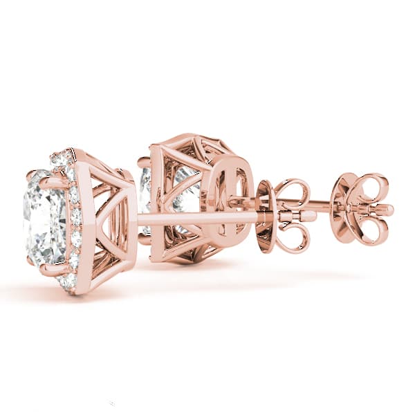 Cushion Halo Studs (1/4 ct. tw.), Angle view in rose gold