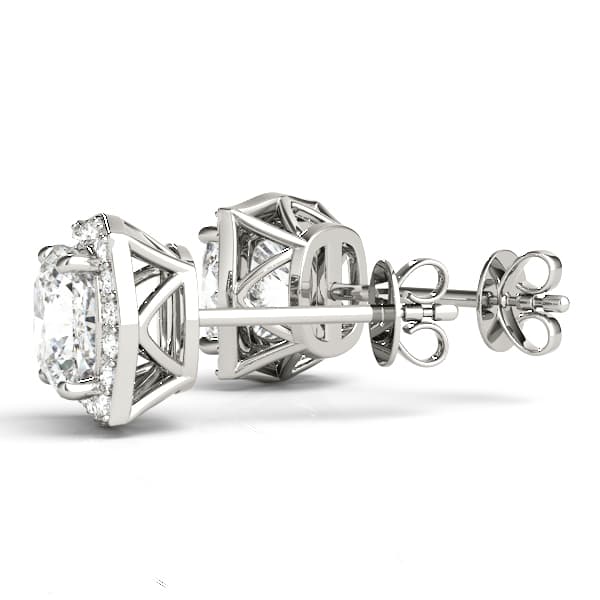 Cushion Halo Studs (0.18 ct. tw.), Angle view in white gold or platinum