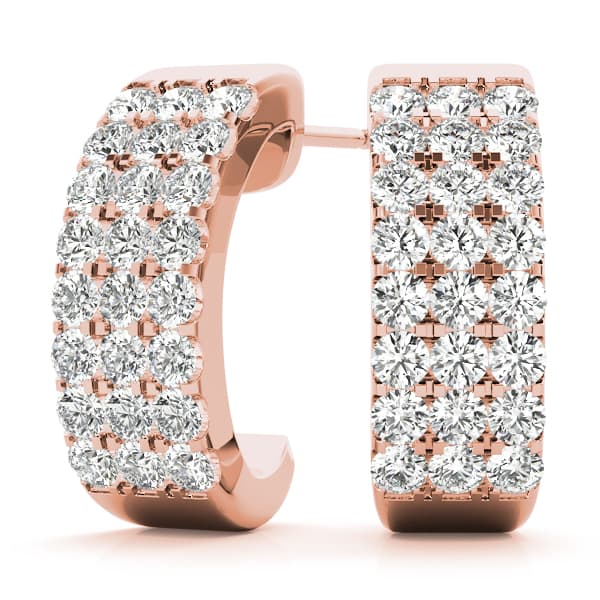 Multi-Row Huggie Hoop Earrings (0.29 ct. tw.), Front view in rose gold