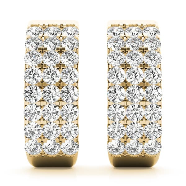 Multi-Row Huggie Hoop Earrings (0.19 ct. tw.), On hand view in yellow gold