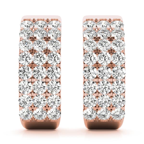 Multi-Row Huggie Hoop Earrings (0.29 ct. tw.), On hand view in rose gold