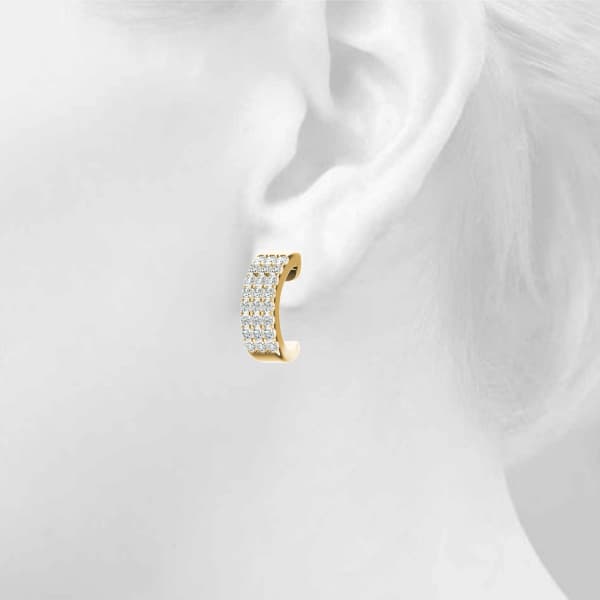 Multi-Row Huggie Hoop Earrings (0.19 ct. tw.), Top view in yellow gold