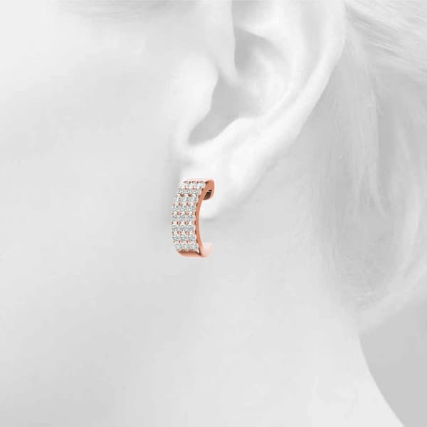 Multi-Row Huggie Hoop Earrings (0.29 ct. tw.), Top view in rose gold