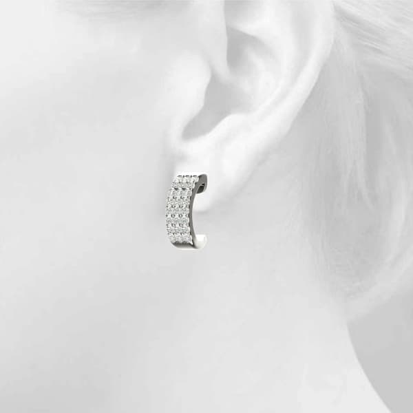 Multi-Row Huggie Hoop Earrings (0.19 ct. tw.), Top view in white gold or platinum