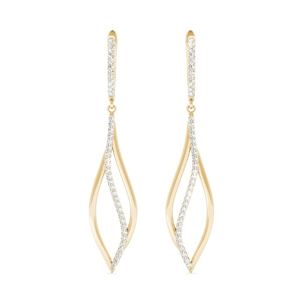 Fashion Drop Earring, Left (3/8 ct. tw.), Front view in yellow gold