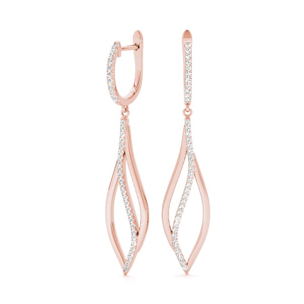 Fashion Drop Earring, Right (3/8 ct. tw.), On hand view in rose gold