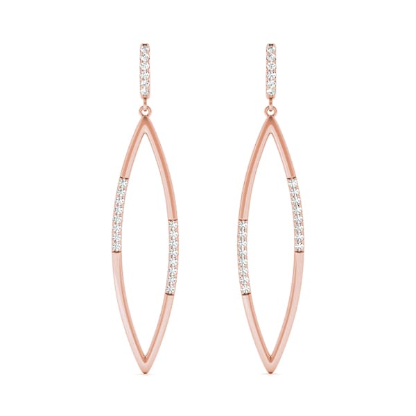 Accented Drop Fashion Earring, Left (0.2 ct. tw.), Front view in rose gold
