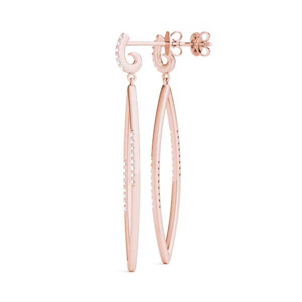 Accented Drop Fashion Earring, Left (0.2 ct. tw.), Angle view in rose gold