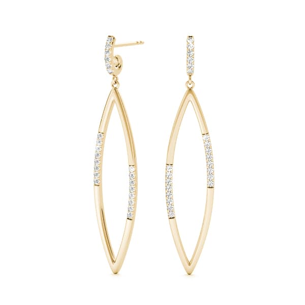 Accented Drop Fashion Earring, Left (0.2 ct. tw.), On hand view in yellow gold