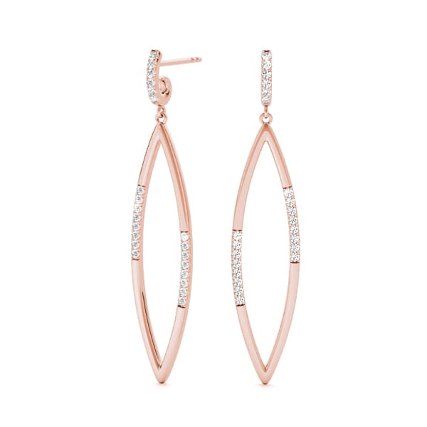 Accented Drop Fashion Earring, Left (0.2 ct. tw.), On hand view in rose gold