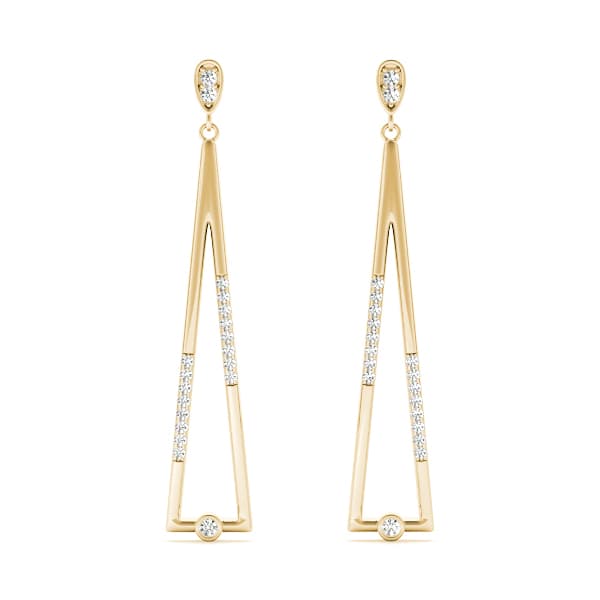 Bezel Set Fashion Drop Earrings (1/8 ct. tw.), Front view in yellow gold