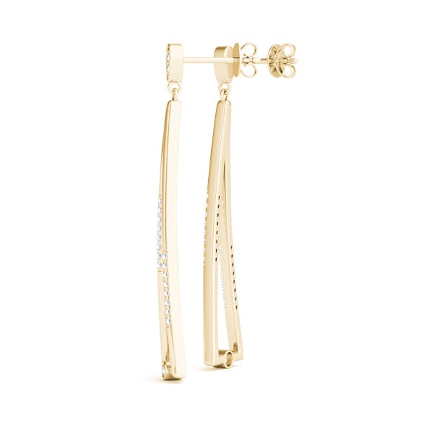 Bezel Set Fashion Drop Earrings (1/8 ct. tw.), Angle view in yellow gold