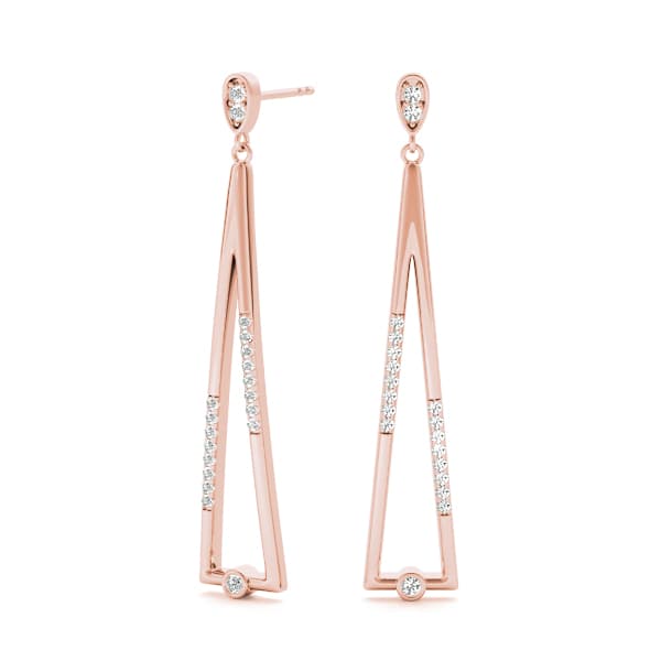 Bezel Set Fashion Drop Earrings (1/8 ct. tw.), On hand view in rose gold