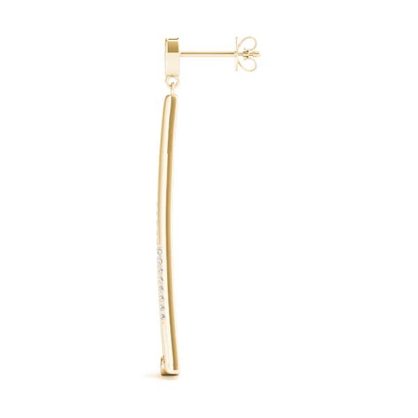 Bezel Set Fashion Drop Earrings (1/8 ct. tw.), Side view in yellow gold