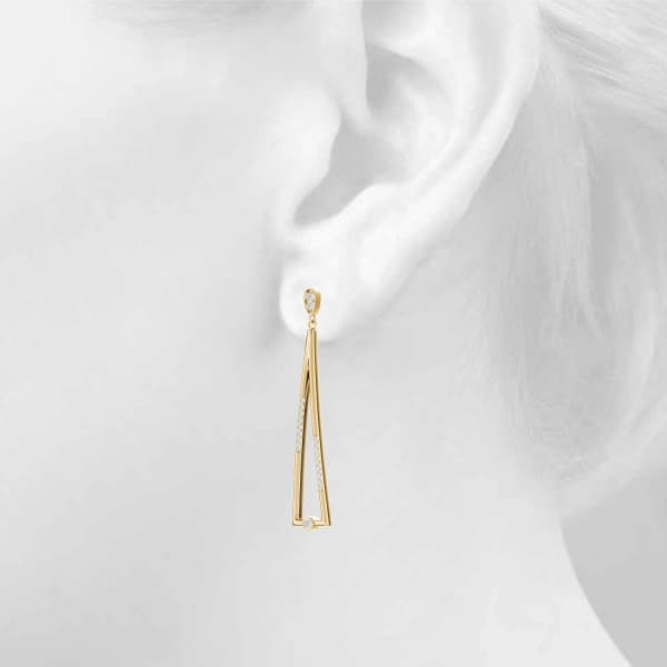 Bezel Set Fashion Drop Earrings (1/8 ct. tw.), Top view in yellow gold