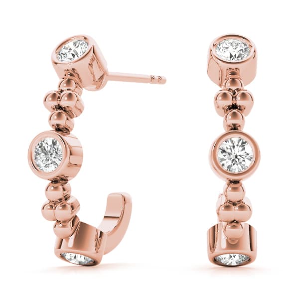 Bezel Set J-Hoop Earrings (0.9 ct. tw.), Front view in rose gold
