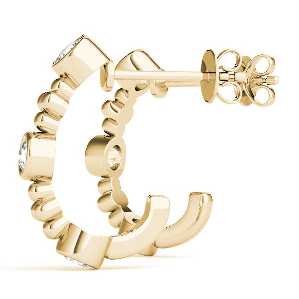 Bezel Set J-Hoop Earrings (1/4 ct. tw.), Angle view in yellow gold