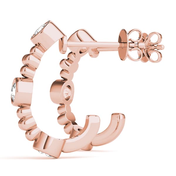Bezel Set J-Hoop Earrings (0.9 ct. tw.), Angle view in rose gold