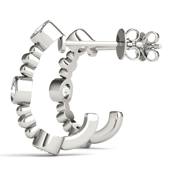 Bezel Set J-Hoop Earrings (0.9 ct. tw.), Angle view in white gold or platinum