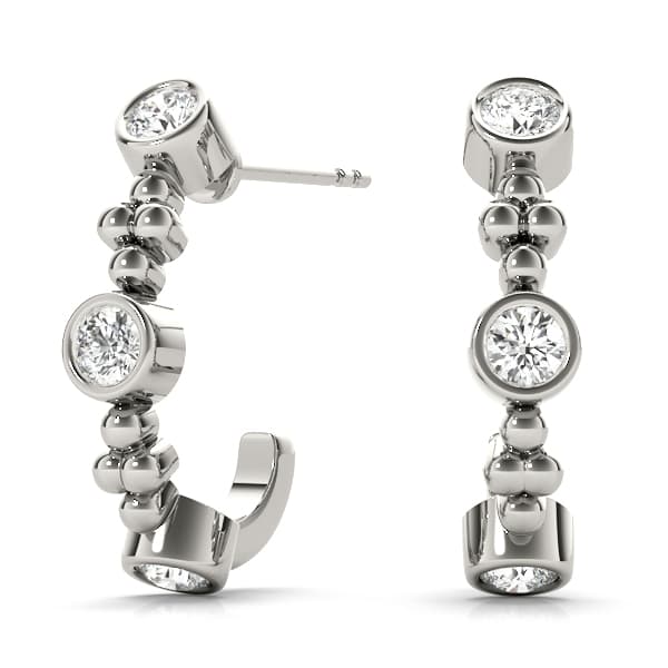 Bezel Set J-Hoop Earrings — 1/2 CT — View 1