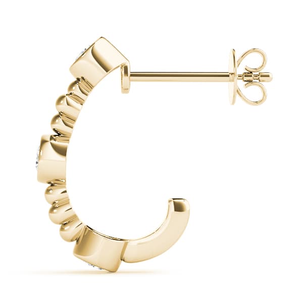 Bezel Set J-Hoop Earrings (1/4 ct. tw.), Side view in yellow gold