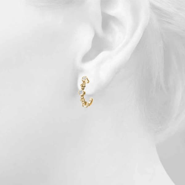 Bezel Set J-Hoop Earrings (1/4 ct. tw.), Top view in yellow gold