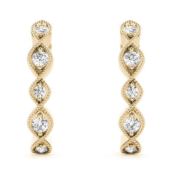 Fashion Earrings (1/8 ct. tw.), On hand view in yellow gold