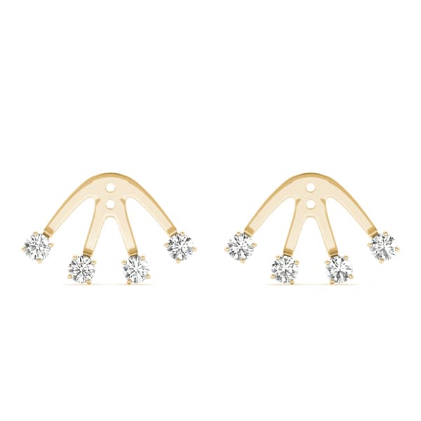 4-Stone Earring Jackets (0.16 ct. tw.), On hand view in yellow gold