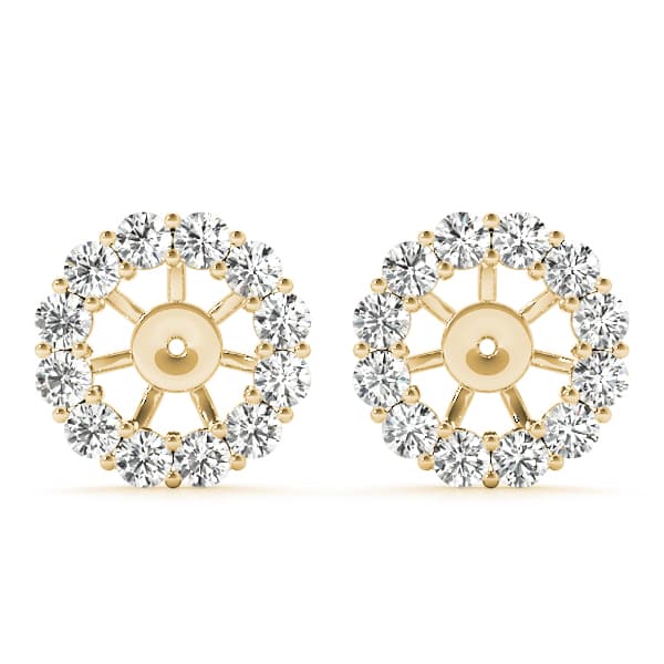 Earring Jacket for Round Studs (0.84 ct. tw.), Front view in yellow gold