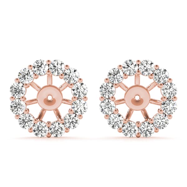 Earring Jacket for Round Studs (0.72 ct. tw.), Front view in rose gold