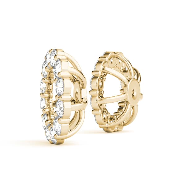 Earring Jacket for Round Studs (0.84 ct. tw.), Angle view in yellow gold