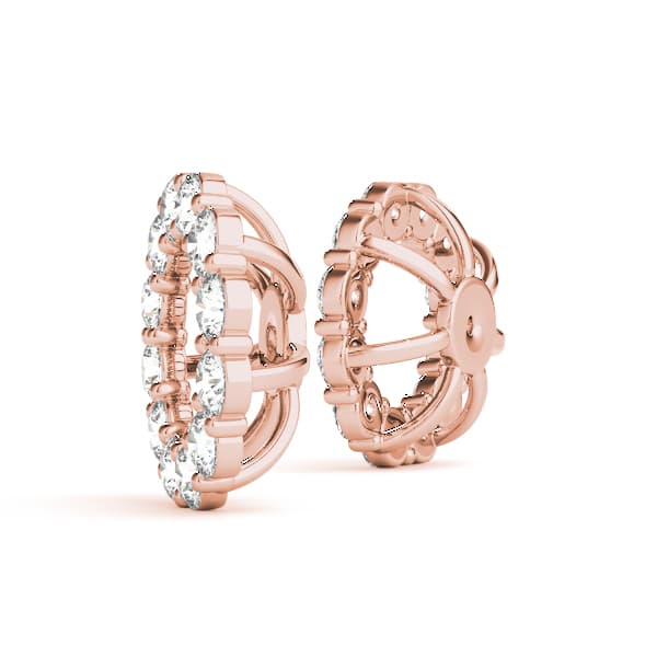 Earring Jacket for Round Studs (0.72 ct. tw.), Angle view in rose gold