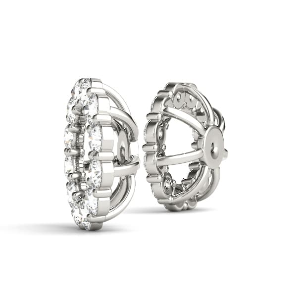 Earring Jacket for Round Studs (0.72 ct. tw.), Angle view in white gold or platinum