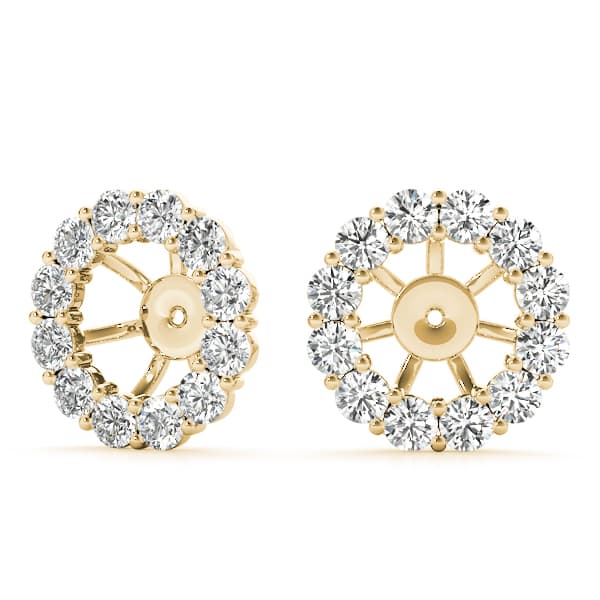 Earring Jacket for Round Studs (0.84 ct. tw.), On hand view in yellow gold