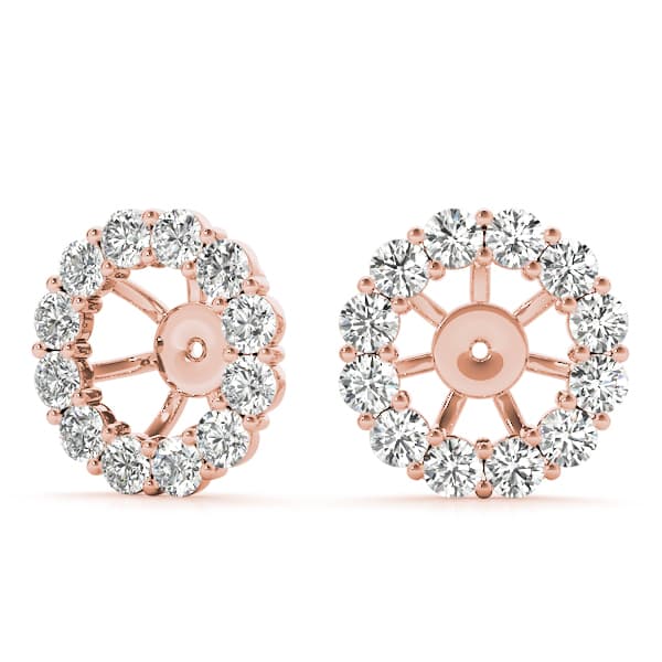 Earring Jacket for Round Studs (0.72 ct. tw.), On hand view in rose gold