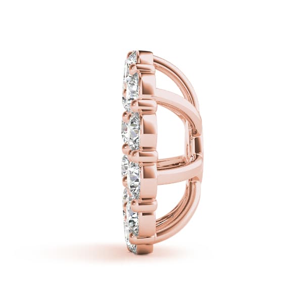 Earring Jacket for Round Studs (0.72 ct. tw.), Side view in rose gold