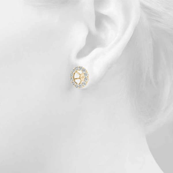 Earring Jacket for Round Studs (0.84 ct. tw.), Top view in yellow gold