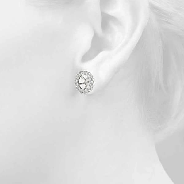 Earring Jacket for Round Studs (0.72 ct. tw.), Top view in white gold or platinum