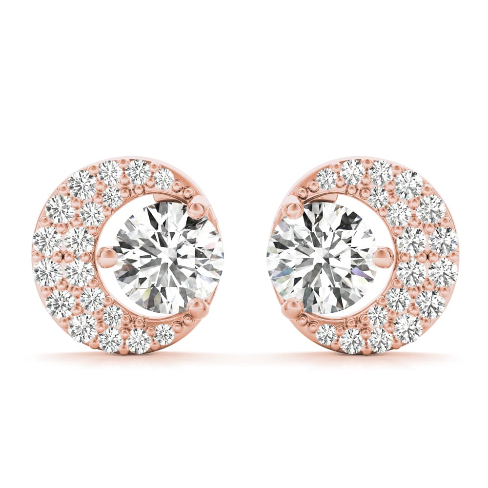 Fashion Half Moon Stud Earrings (0.41 ct. tw.), Front view in rose gold