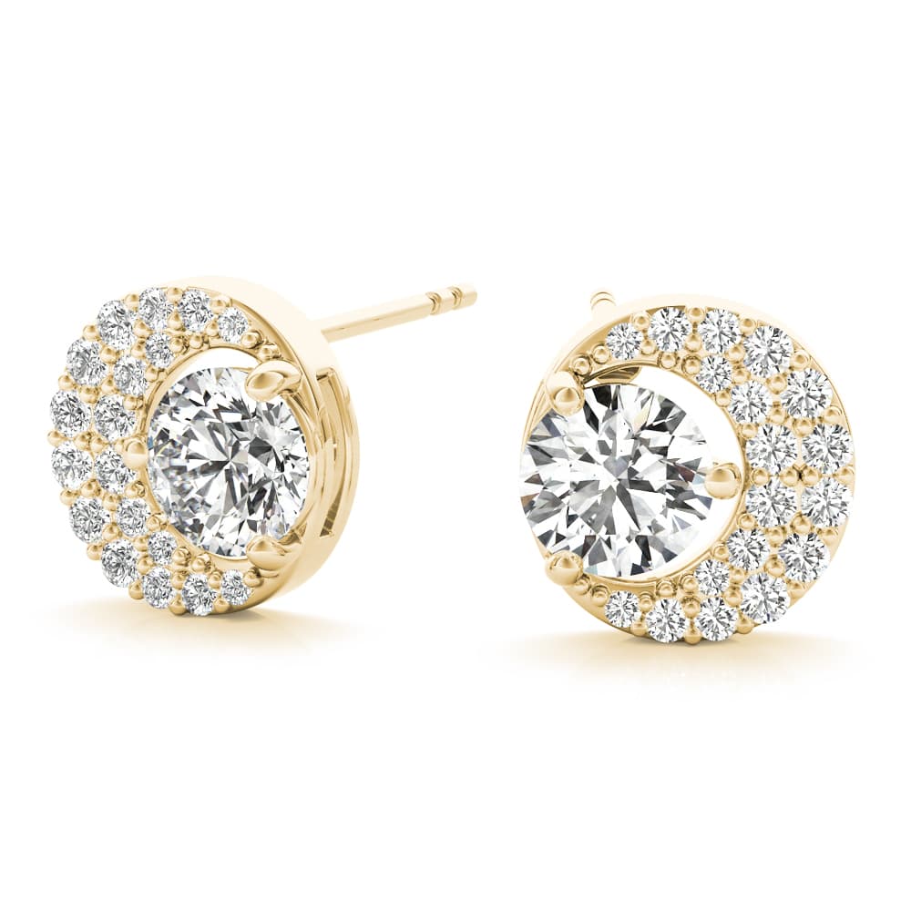 Fashion Half Moon Stud Earrings (1/4 ct. tw.), On hand view in yellow gold