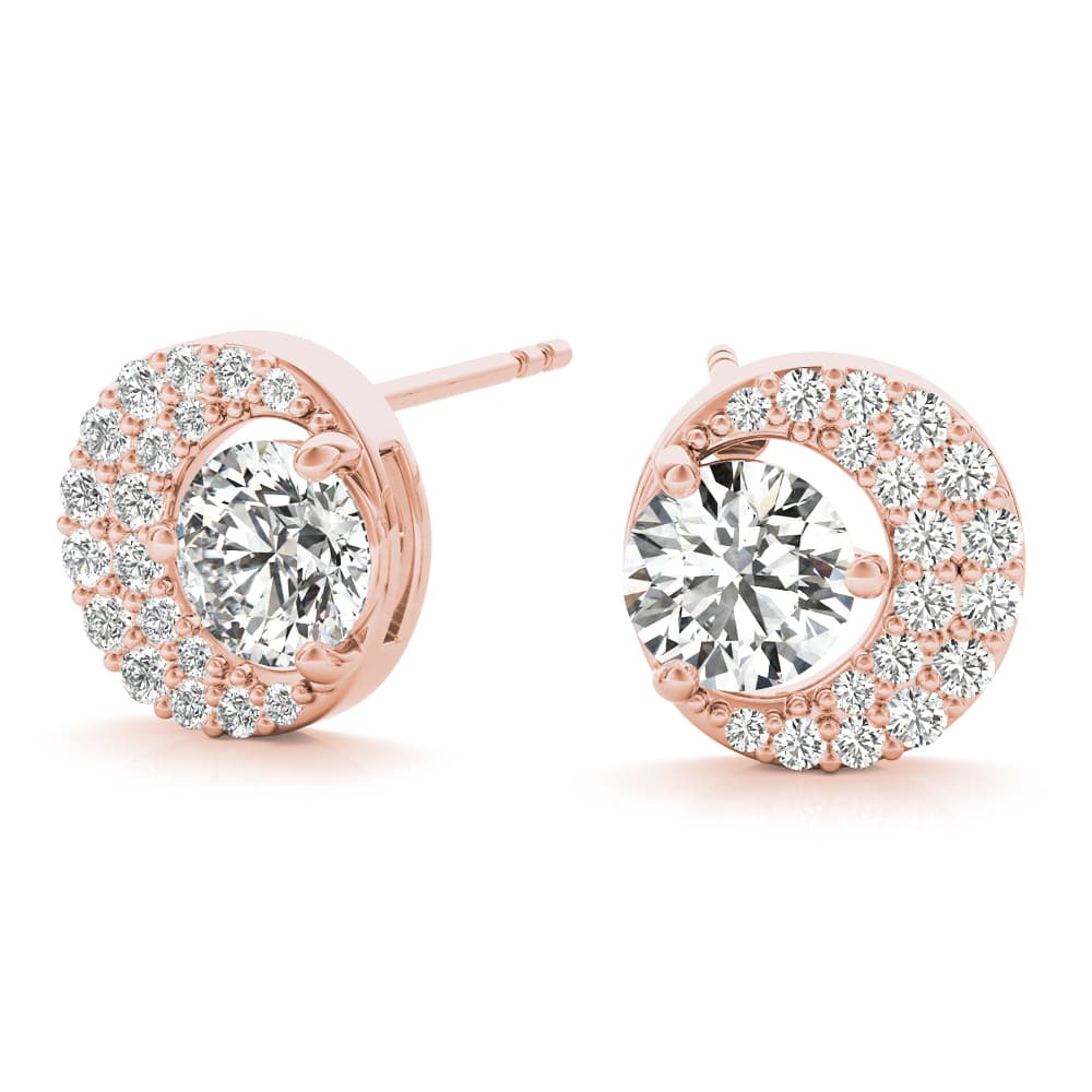 Fashion Half Moon Stud Earrings (0.41 ct. tw.), On hand view in rose gold