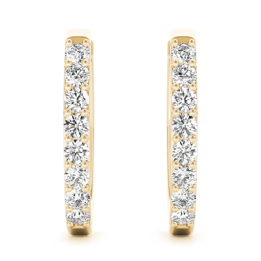 Shared-Prong Hoop Earrings (0.27 ct. tw.), Front view in yellow gold