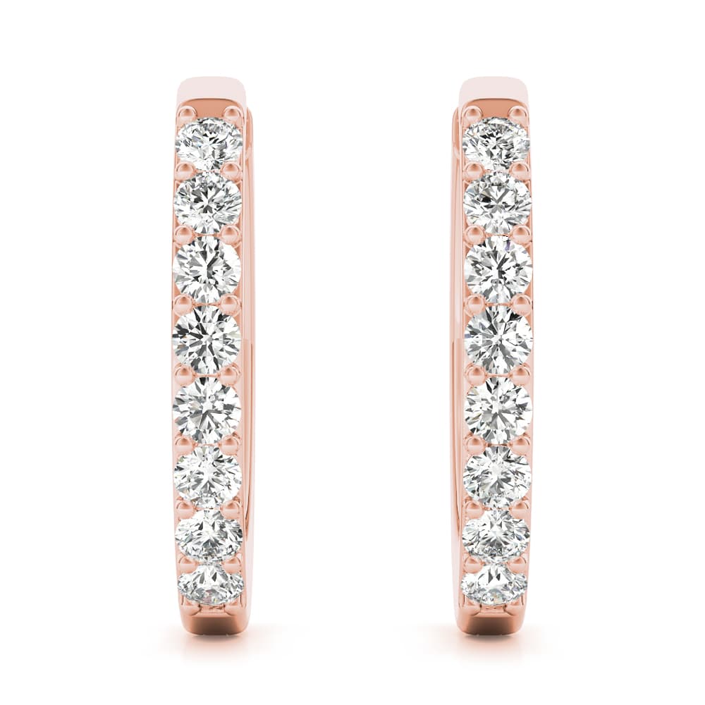 Shared-Prong Hoop Earrings (0.27 ct. tw.), Front view in rose gold