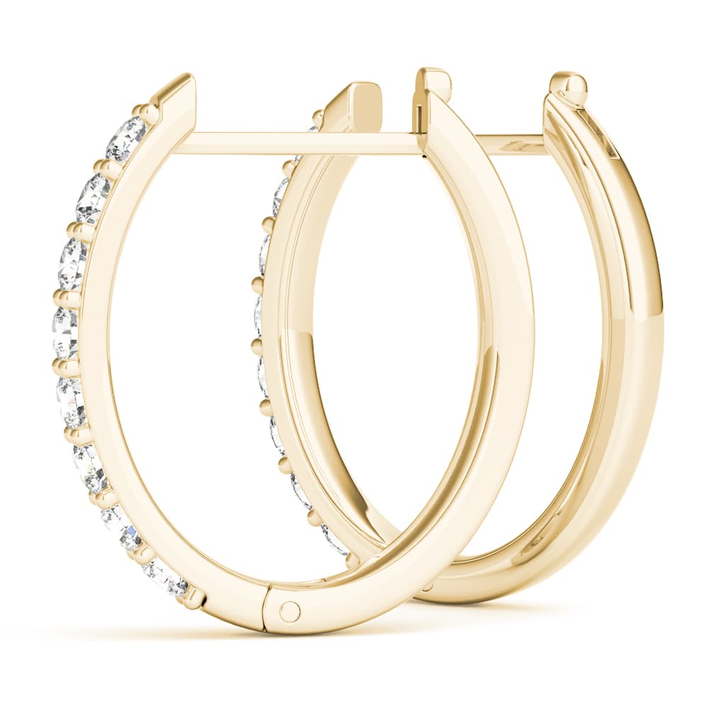 Shared-Prong Hoop Earrings (0.27 ct. tw.), Angle view in yellow gold