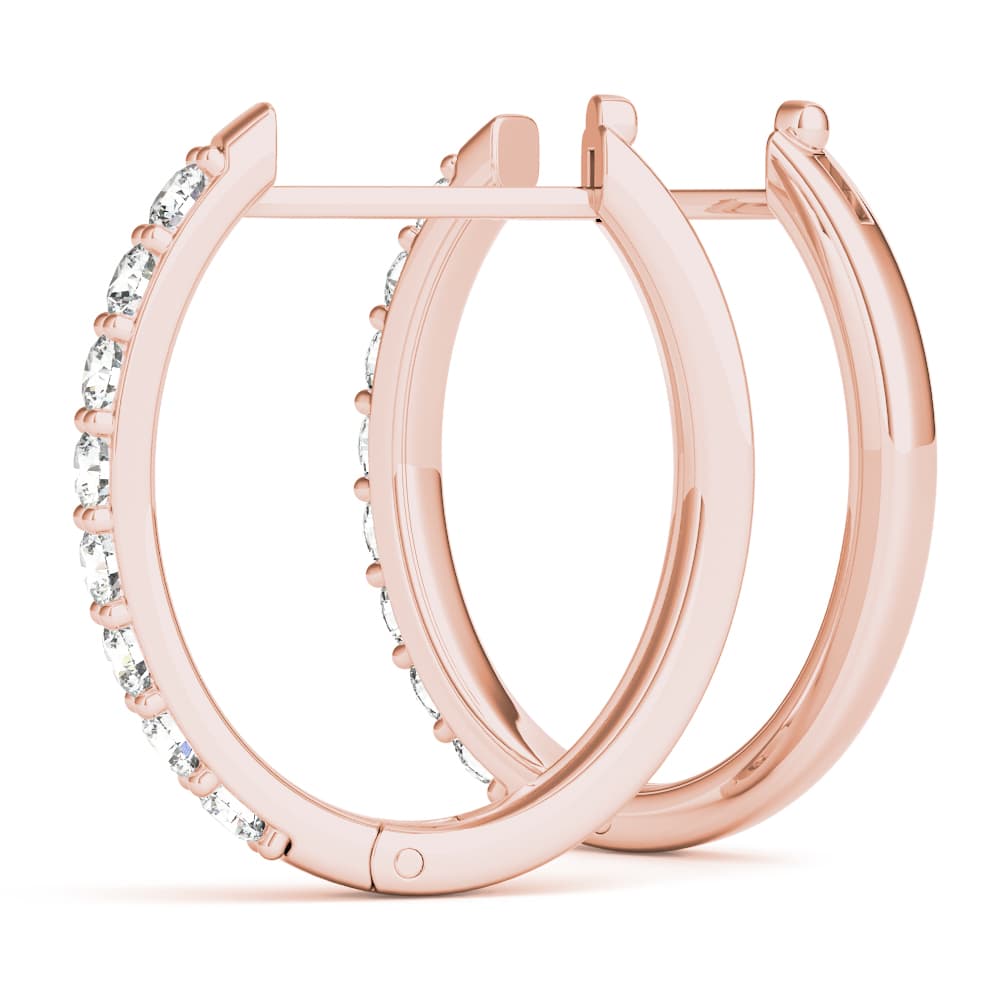Shared-Prong Hoop Earrings (0.27 ct. tw.), Angle view in rose gold
