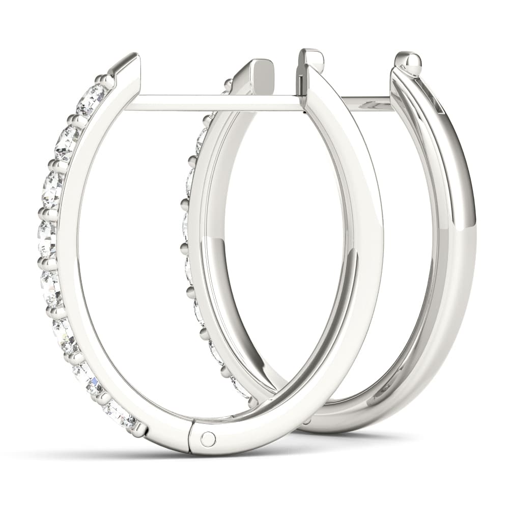 Shared-Prong Hoop Earrings (0.16 ct. tw.), Angle view in white gold or platinum
