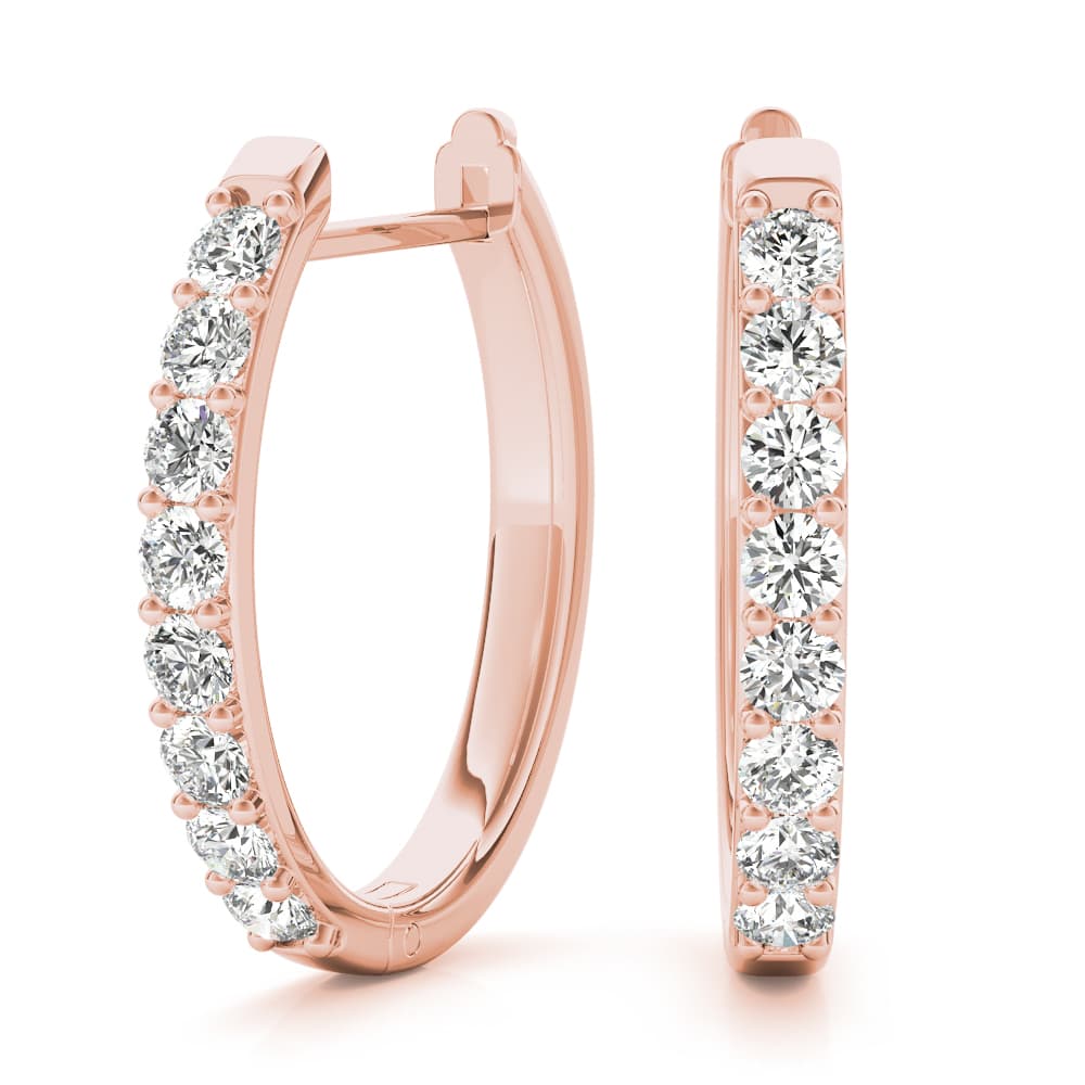 Shared-Prong Hoop Earrings (0.27 ct. tw.), On hand view in rose gold