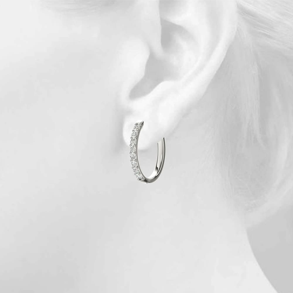 Shared-Prong Hoop Earrings (0.16 ct. tw.), Top view in white gold or platinum